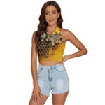 Honeycomb With Bees Backless Halter Cami Shirt