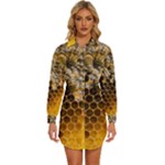 Honeycomb With Bees Womens Long Sleeve Shirt Dress