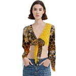 Honeycomb With Bees Trumpet Sleeve Cropped Top