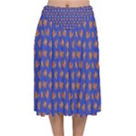 Cute sketchy monsters motif pattern Velvet Flared Midi Skirt