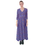 Cute sketchy monsters motif pattern Button Up Maxi Dress