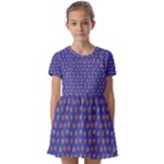Cute sketchy monsters motif pattern Kids  Short Sleeve Pinafore Style Dress