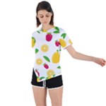 Strawberry Lemons Fruit Asymmetrical Short Sleeve Sports T-Shirt
