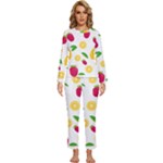 Strawberry Lemons Fruit Womens  Long Sleeve Lightweight Pajamas Set