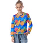 Fruit Texture Wave Fruits Kids  Long Sleeve T-Shirt with Frill 