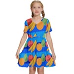 Fruit Texture Wave Fruits Kids  Short Sleeve Tiered Mini Dress