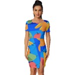 Fruit Texture Wave Fruits Fitted Knot Split End Bodycon Dress