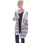 Summer Pattern Tropical Design Nature Green Plant Longline Hooded Cardigan