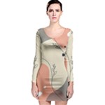 Pattern Line Art Texture Minimalist Design Long Sleeve Bodycon Dress