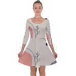 Pattern Line Art Texture Minimalist Design Quarter Sleeve Skater Dress