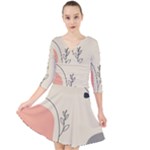 Pattern Line Art Texture Minimalist Design Quarter Sleeve Front Wrap Dress