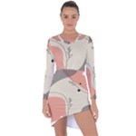 Pattern Line Art Texture Minimalist Design Asymmetric Cut-Out Shift Dress
