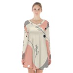 Pattern Line Art Texture Minimalist Design Long Sleeve Velvet V-neck Dress