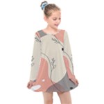 Pattern Line Art Texture Minimalist Design Kids  Long Sleeve Dress