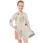 Pattern Line Art Texture Minimalist Design Kids  Quarter Sleeve Shirt Dress