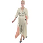 Pattern Line Art Texture Minimalist Design Quarter Sleeve Wrap Front Maxi Dress