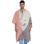 Pattern Line Art Texture Minimalist Design Men s Hooded Rain Ponchos