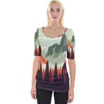 Mountain Travel Canyon Nature Tree Wood Wide Neckline T-Shirt