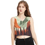 Mountain Travel Canyon Nature Tree Wood V-Neck Cropped Tank Top