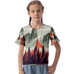 Mountain Travel Canyon Nature Tree Wood Kids  Cuff Sleeve Scrunch Bottom T-Shirt