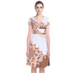 Bohemian Digital Minimalist Boho Style Geometric Abstract Art Short Sleeve Front Wrap Dress