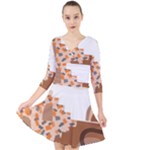 Bohemian Digital Minimalist Boho Style Geometric Abstract Art Quarter Sleeve Front Wrap Dress