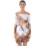 Bohemian Digital Minimalist Boho Style Geometric Abstract Art Off Shoulder Top with Skirt Set