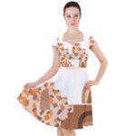 Bohemian Digital Minimalist Boho Style Geometric Abstract Art Cap Sleeve Midi Dress