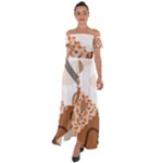 Bohemian Digital Minimalist Boho Style Geometric Abstract Art Off Shoulder Open Front Chiffon Dress