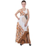 Bohemian Digital Minimalist Boho Style Geometric Abstract Art Empire Waist Velour Maxi Dress