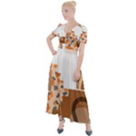 Bohemian Digital Minimalist Boho Style Geometric Abstract Art Button Up Short Sleeve Maxi Dress