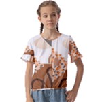 Bohemian Digital Minimalist Boho Style Geometric Abstract Art Kids  Cuff Sleeve Scrunch Bottom T-Shirt