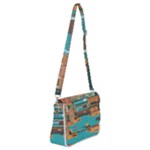 City Painting Town Urban Artwork Shoulder Bag with Back Zipper