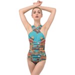 City Painting Town Urban Artwork Cross Front Low Back Swimsuit