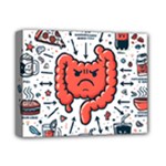 Health Gut Health Intestines Colon Body Liver Human Lung Junk Food Pizza Deluxe Canvas 14  x 11  (Stretched)