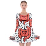 Health Gut Health Intestines Colon Body Liver Human Lung Junk Food Pizza Long Sleeve Skater Dress