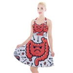 Health Gut Health Intestines Colon Body Liver Human Lung Junk Food Pizza Halter Party Swing Dress 