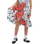 Health Gut Health Intestines Colon Body Liver Human Lung Junk Food Pizza Kids  Ruffle Flared Wrap Midi Skirt