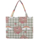 Bear Cartoon Pattern Strawberry Rainbow Nature Animal Cute Design Mini Tote Bag