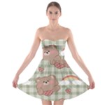 Bear Cartoon Pattern Strawberry Rainbow Nature Animal Cute Design Strapless Bra Top Dress