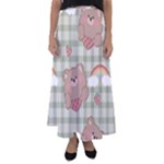 Bear Cartoon Pattern Strawberry Rainbow Nature Animal Cute Design Flared Maxi Skirt