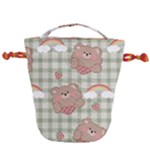 Bear Cartoon Pattern Strawberry Rainbow Nature Animal Cute Design Drawstring Bucket Bag