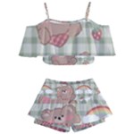 Bear Cartoon Pattern Strawberry Rainbow Nature Animal Cute Design Kids  Off Shoulder Skirt Bikini