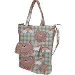 Bear Cartoon Pattern Strawberry Rainbow Nature Animal Cute Design Shoulder Tote Bag