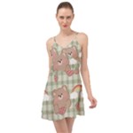 Bear Cartoon Pattern Strawberry Rainbow Nature Animal Cute Design Summer Time Chiffon Dress