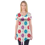 Abstract Art Pattern Colorful Artistic Flower Nature Spring Short Sleeve Tunic 