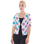 Abstract Art Pattern Colorful Artistic Flower Nature Spring Cropped Button Cardigan