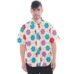 Abstract Art Pattern Colorful Artistic Flower Nature Spring Men s Short Sleeve Shirt