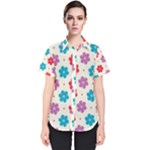 Abstract Art Pattern Colorful Artistic Flower Nature Spring Women s Short Sleeve Shirt