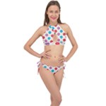 Abstract Art Pattern Colorful Artistic Flower Nature Spring Cross Front Halter Bikini Set
